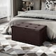 image 2 of HOMCOM Storage Ottoman Tool Box Faux Leather Folding Bench Foot Rest, Brown