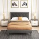 image 4 of COSTWAY Double Upholstered Platform Bed with Headboard Gray