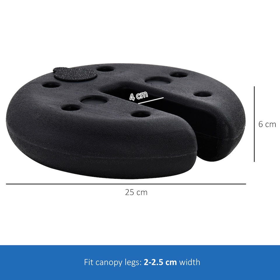 image 1 of Outsunny Set of 4 Canopy Tent Weight Sand Fillable Strong Plastic | Black