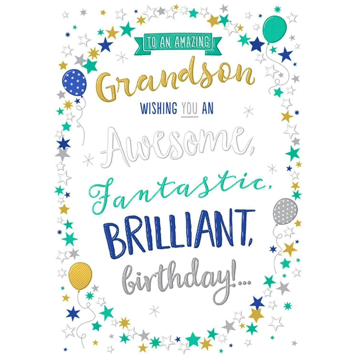 Wax Lyrical Geburtstagskarte Für Enkelsohn – Mit Folie & Prägung, 158 X 220 Mm, Von Words N Wishes