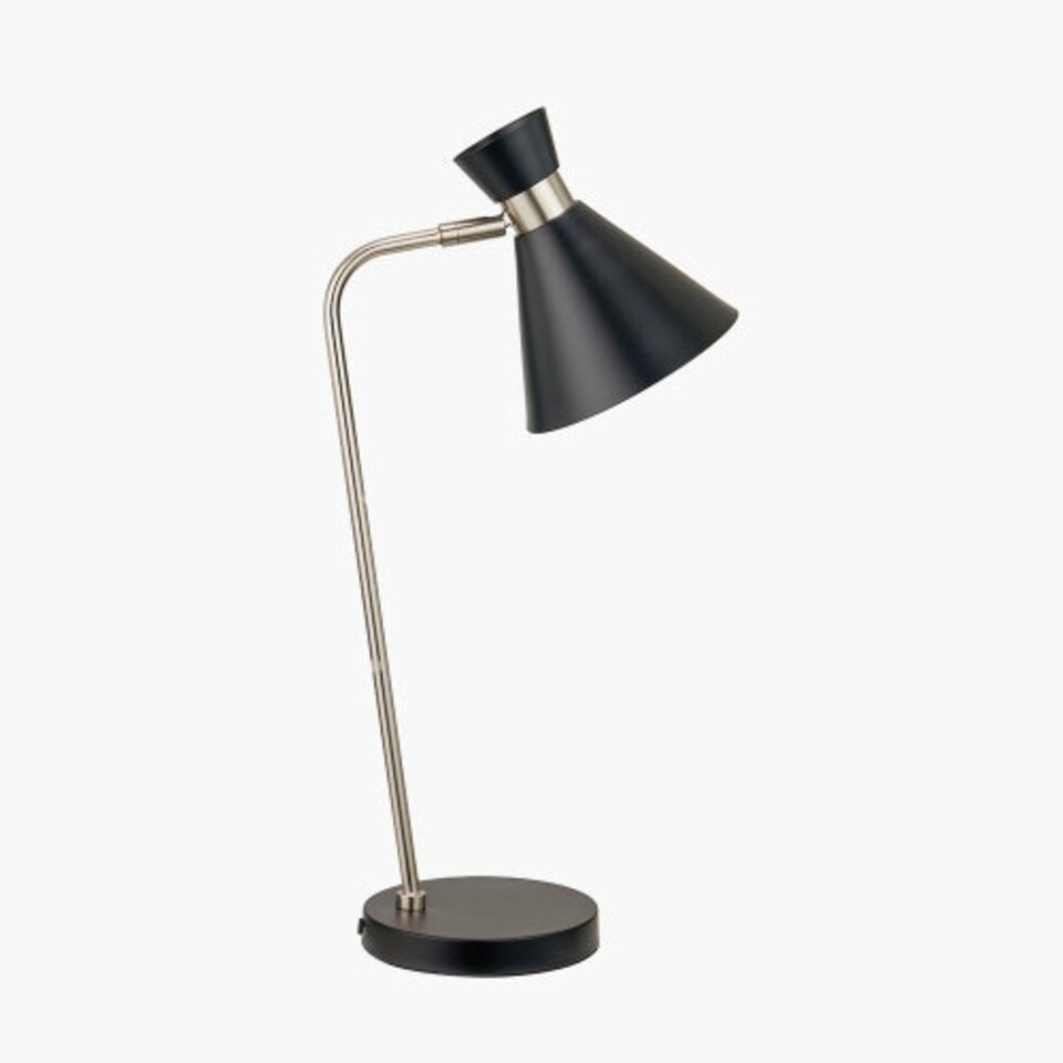 image 1 of Black and Brushed Silver Metal Table Lamp Black | Silver