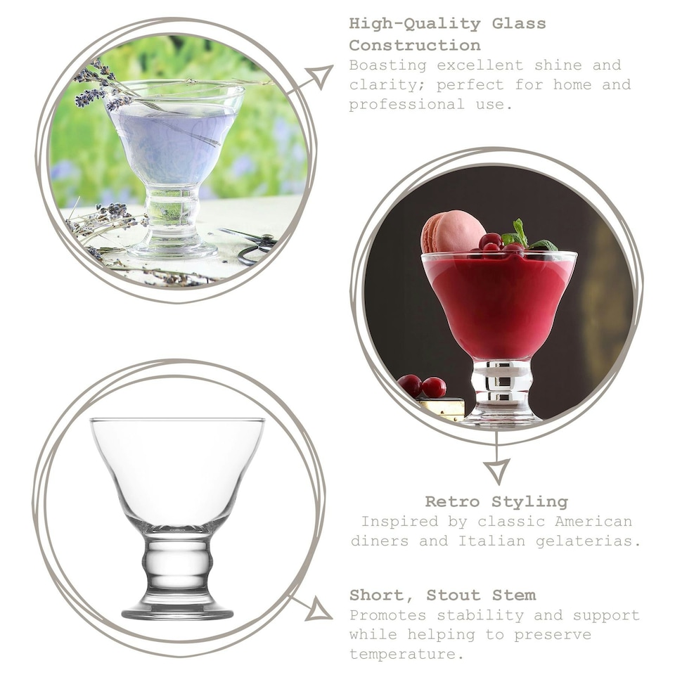 image 1 of LAV Orion Glass Ice Cream Bowls - 255ml - Pack of 6 Clear