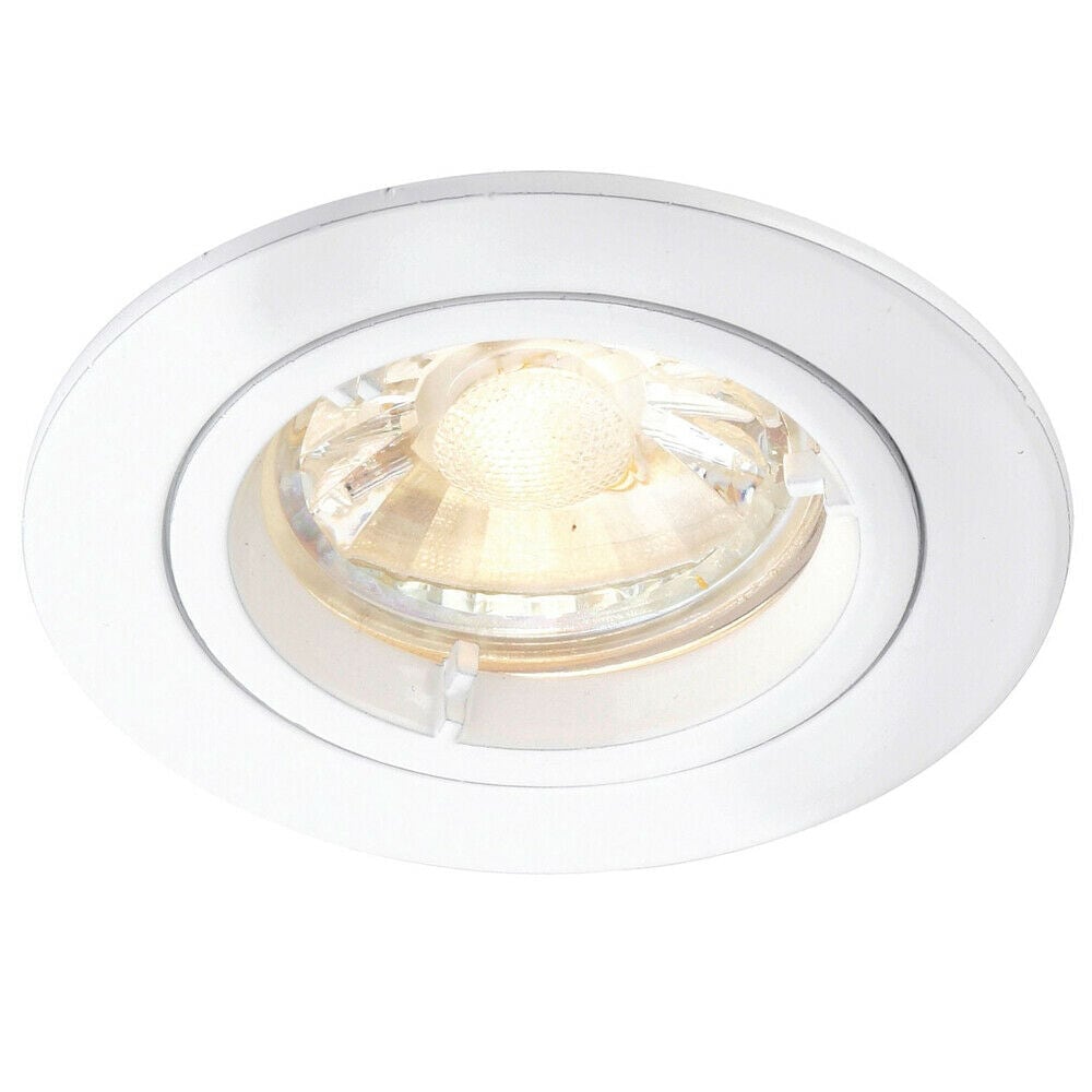 Loops Fixed Round Recess Ceiling Down Light White 80mm Flush GU10 Lamp Holder Fitting