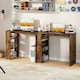 image 8 of COSTWAY Computer Desk Wooden Writing Desk w/Bookshelf Brown