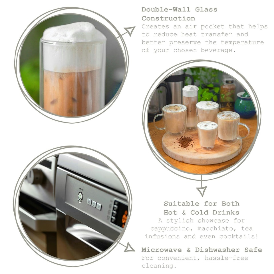 image 1 of Rink Drink Double-Walled Glass Coffee Cups Set - 386ml - Pack of 2 Clear
