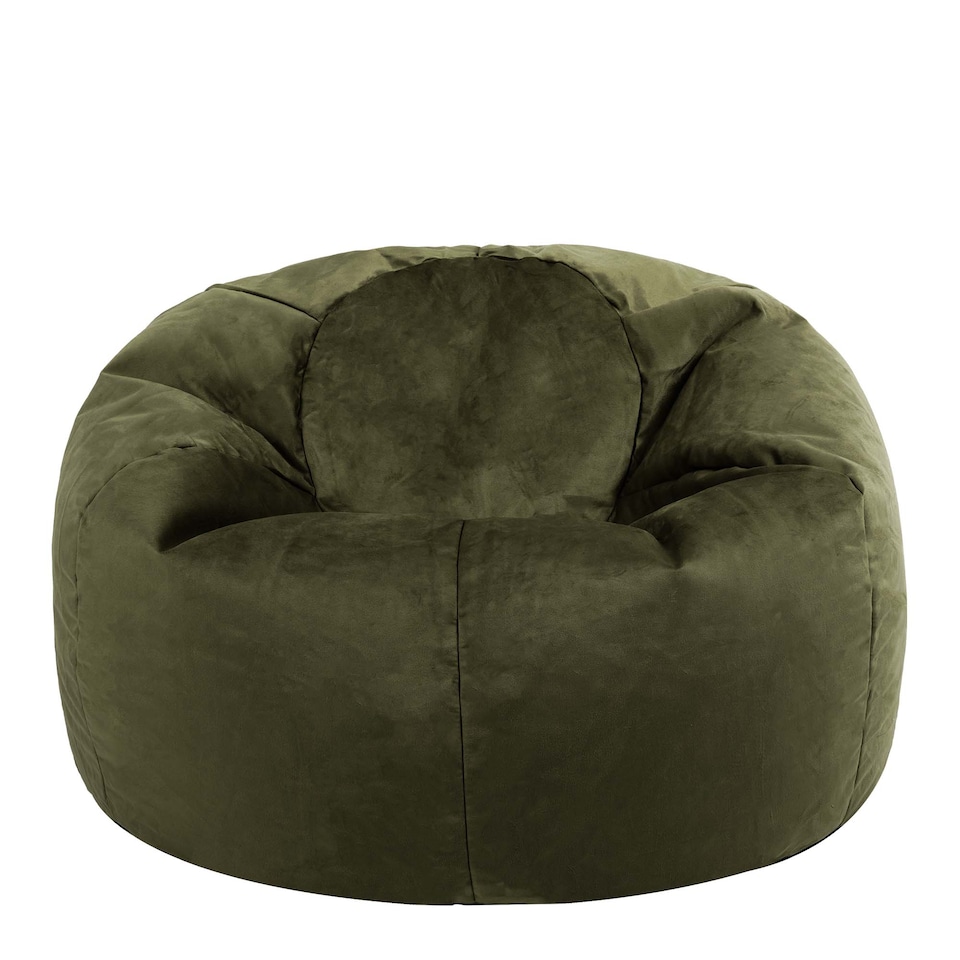image 1 of Kingston Classic Velvet Bean Bag Chair Olive Green Bean Bags | Green | Olive Green | 1