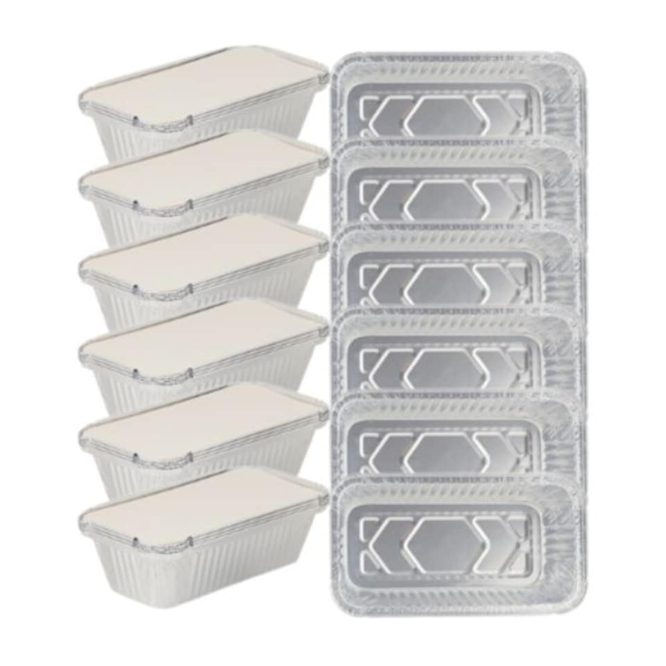 image 1 of Large Foil Food Containers With Lids | Silver | 3 - Silver | 3