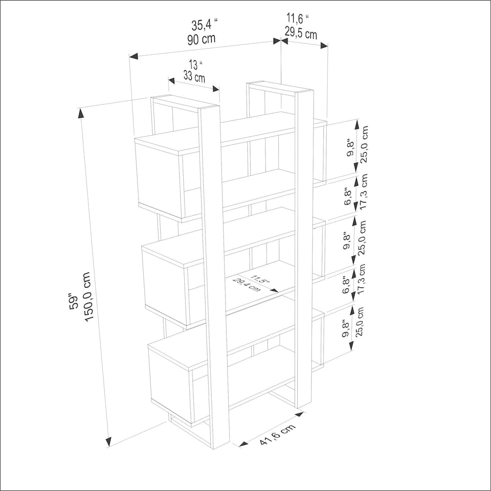 image 1 of Decorotika Reina Bookcase 3-tier H 150 cm x W 90 cm x D 33 cm