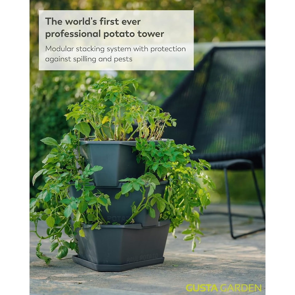 image 1 of GUSTA GARDEN Paul Potato Potato Tower 3-Tier anthracite - Raised Bed Potato Tower - Garden & Balcony - Pest protection - 0.2m² -42L Soil Capacity