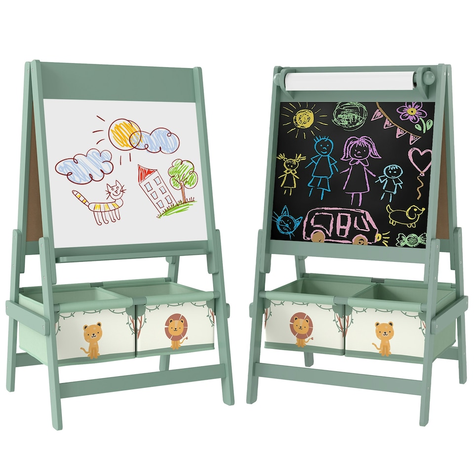 image 1 of AIYAPLAY 3-in-1 Kids Easel, Double-Sided Art Easel with Paper Roll Pink
