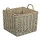 image 1 of Small Antique Wash Square Hessian Lined Log Basket Brown