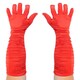 image 1 of Long Red Gloves - Satin Ruched Red | One Size