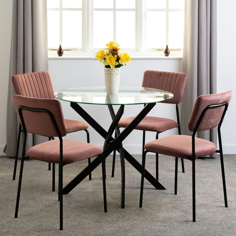 image 1 of Set of 4 Sheldon Velvet Chairs Pink