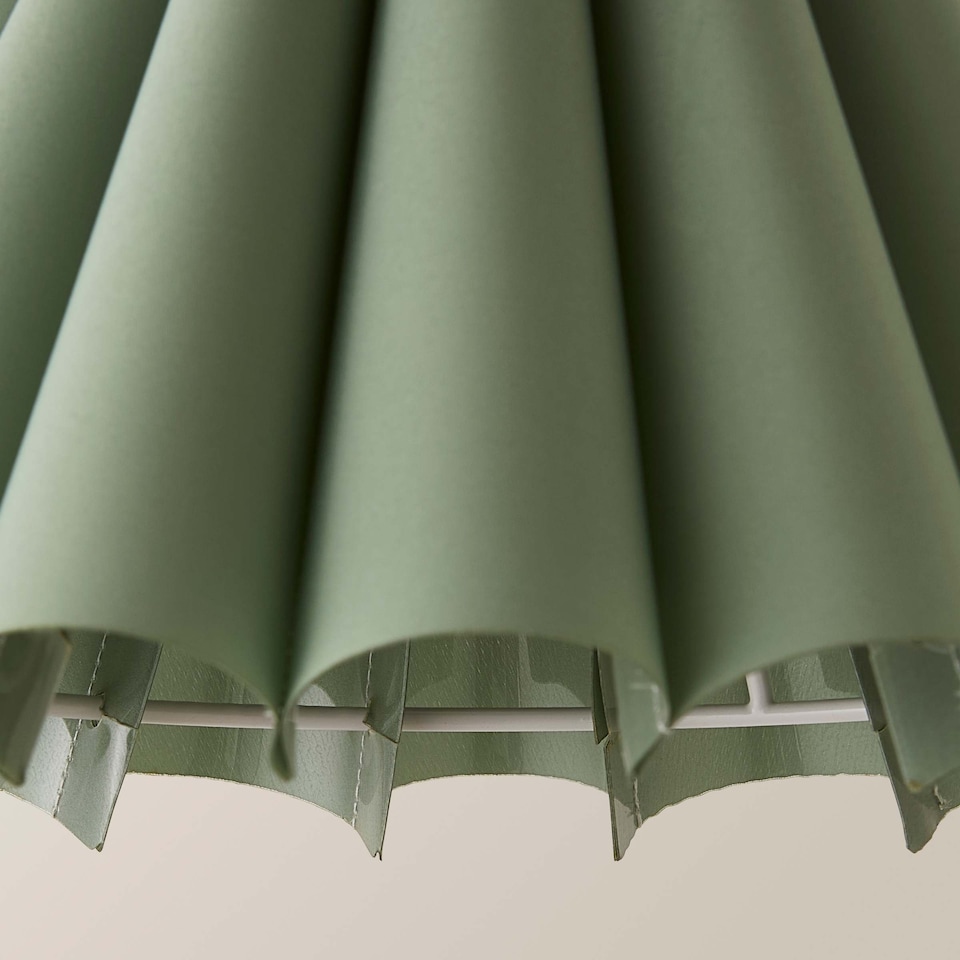 image 1 of ValueLights Lauren Green Pleat Scallop Edge Taper Ceiling Shade