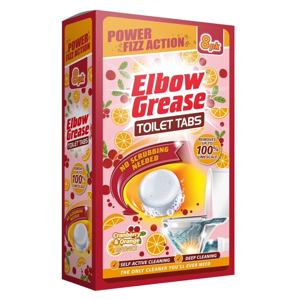 Pack of 8 Elbow Grease Cranberry & Orange Toilet Cleaner Tabs 30g