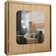 image 1 of Modern Mirror Sliding Wardrobe with Gloss Strips & Storage