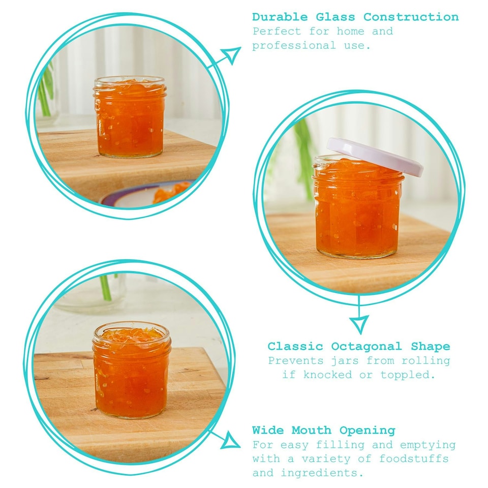 image 1 of Argon Tableware Glass Jam Jars - 90ml - Pack of 6 - Lids Not Included