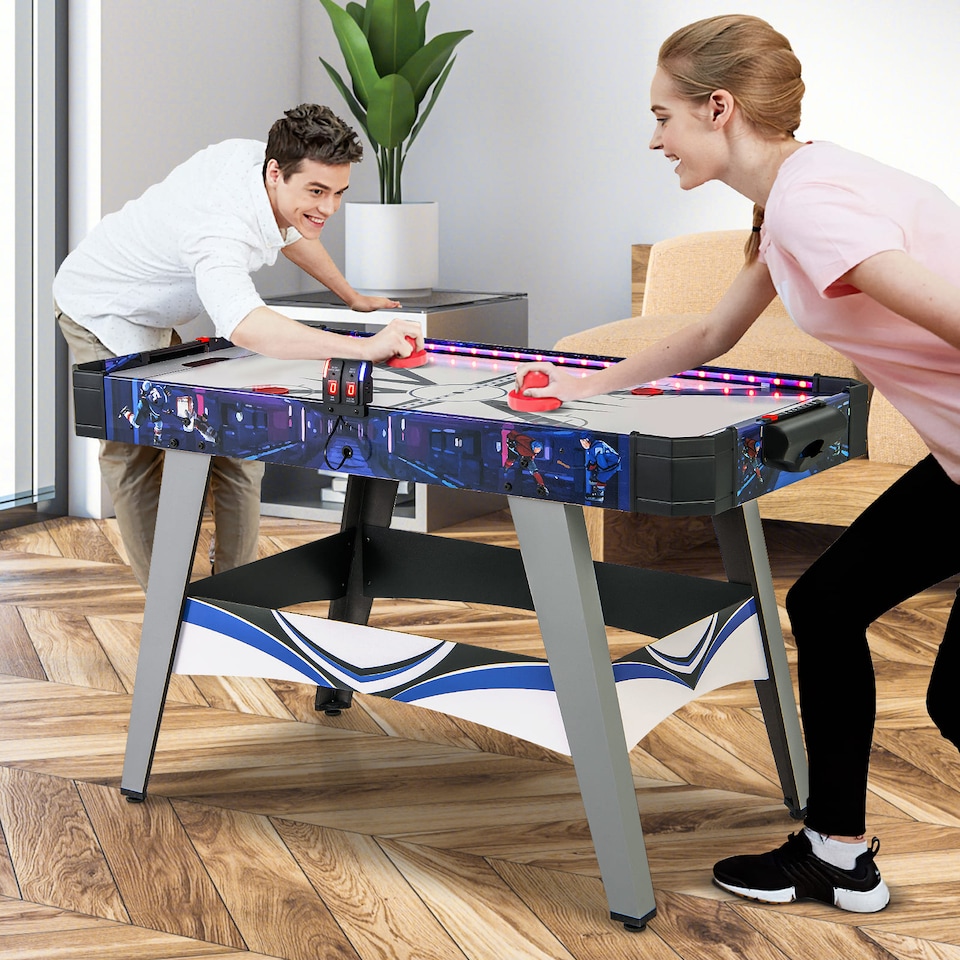 image 1 of COSTWAY Air Hockey Game Table Powered Hockey Game Table w/ 2 Pushers