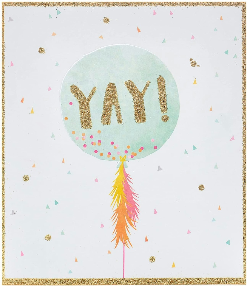 image 1 of Kindred Sherbet Glitter Balloon Well Done Congratulations Blank Card