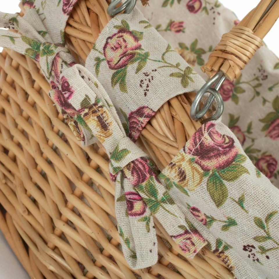image 1 of Medium Swing Handle Shopping Basket with Lining Multi | Garden Rose | M