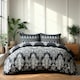 image 2 of Duvet Cover And Pillowcase Set Natural Black Stripe Floral Design Polycotton Bed Linen Black | Black | Double