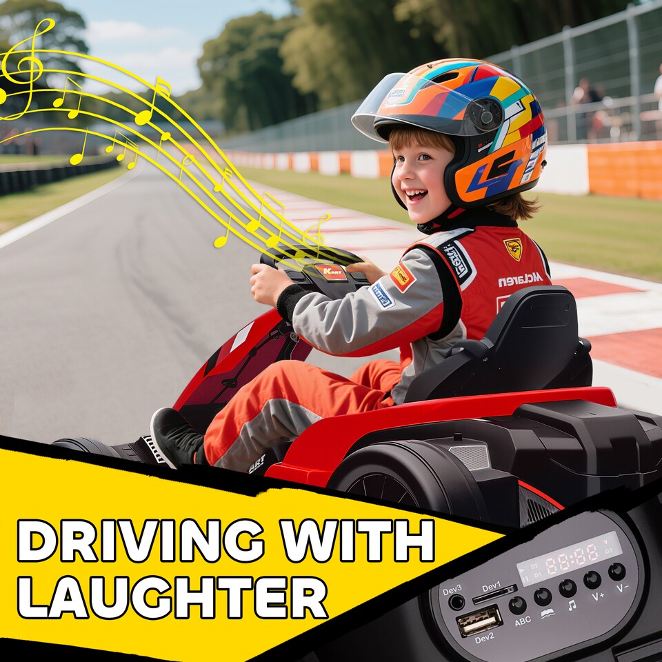 image 1 of AIYAPLAY 24V Electric Go Kart with Drift Mode, Adjustable Seat | Red