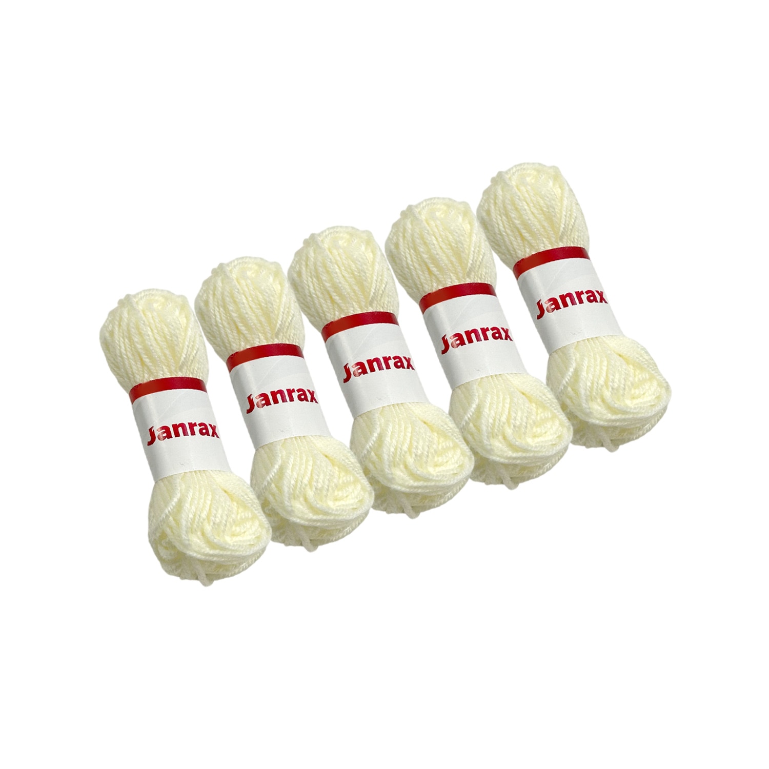Pack of 5 Off White Acrylic Yarn Rolls â 10g each, 4 Strand 8 Ply Knitting Wool