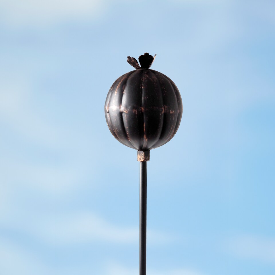 image 1 of Recycled Iron Poppy Seed Head Garden Stake Decoration