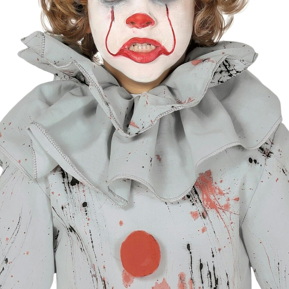image 1 of Fancy Dress Child Scary Grey Clown Costume - 10-12 Years