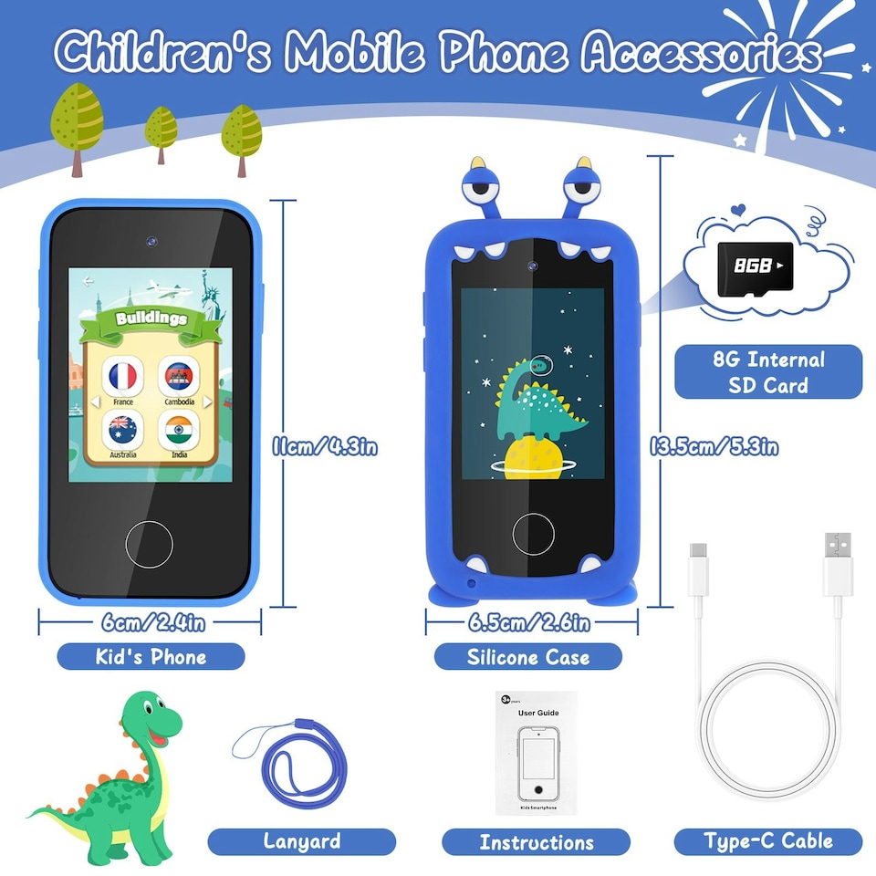 image 1 of Kids Smart Phone Toy - Unicorn-Themed Learning Device with 22 Educational Apps, Camera & Music