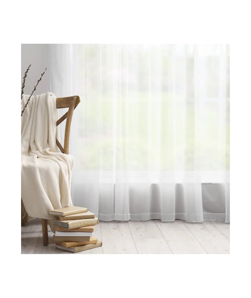 image 1 of Sheer Eyelet Voile Curtains in White | White