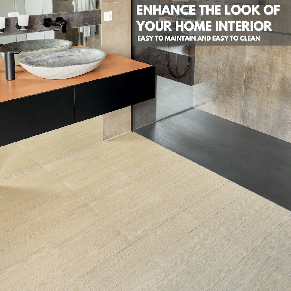 image 1 of NOVECRAFTO Self Adhesive Vinyl Floor Planks – Peel & Stick Flooring – Natural Oak Wood Effect – Easy DIY Installation – Durable & Waterproof Tiles Brown | 2.78 sqm