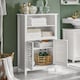 image 3 of SoBuy BZR13-W,Slim Bathroom Storage Cabinet with 2 Shelves & 2 Shutter Doors | White | White | 1