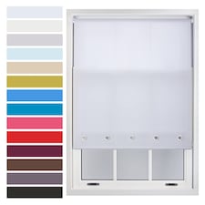FURNISHED Roller Blinds with Chrome Round Eyelets and Metal Fittings Cut to Size Sheer Window Shade | White | White | (W) 150cm x (L) 210cm