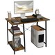 image 1 of HOMCOM 120cm Computer Table with Shelves and Steel Frame, Rustic Brown | Brown | Black | 120W x 60D x 76H cm