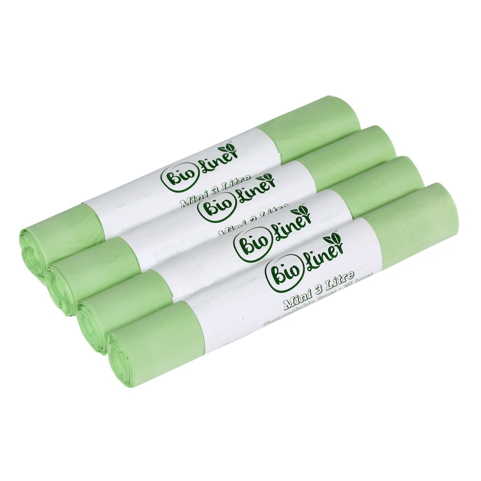 image 1 of BioLiner 3 Litre Mini Compostable Food Waste Bin Bags - 4 Rolls