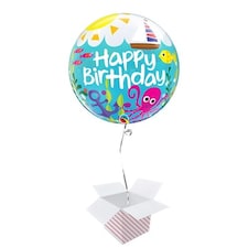 Birthday Maritime Fun Bubble Helium Qualatex Balloon - Inflated Balloon in a Box