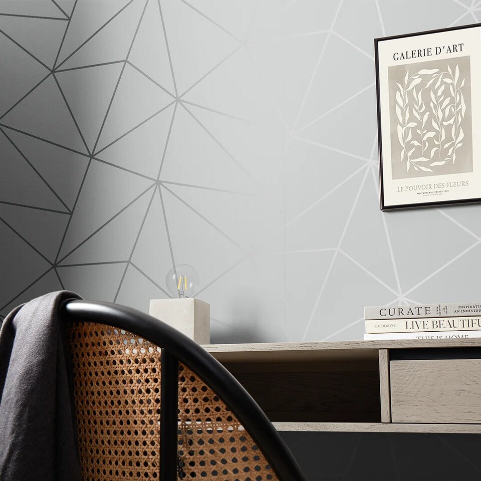 image 1 of Zara Shimmer Metallic Wallpaper in Soft Grey and Silver | Grey | Soft Grey and Silver | 53cm x 10m
