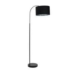 ValueLights Curva Black Arched Floor Lamp Black Velvet Chrome Shade | Black
