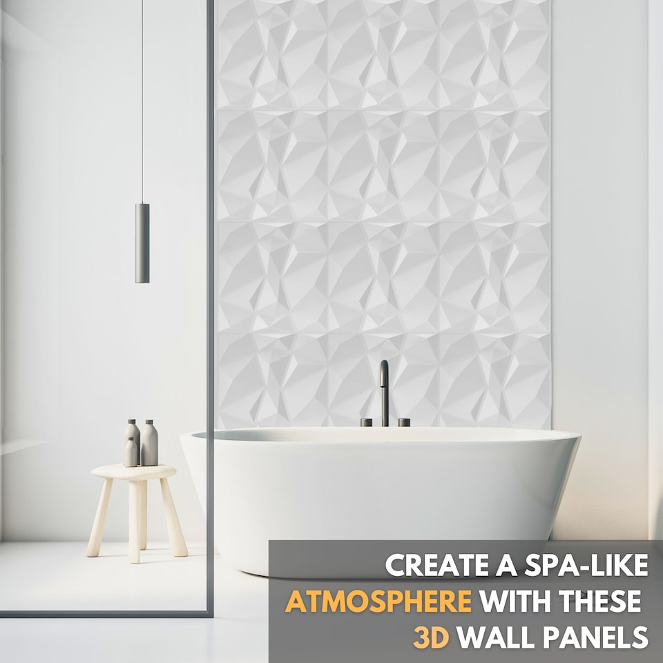 image 1 of NOVECRAFTO Decorative 3D Wall Panels (50cm x 50cm) Diamond Design PVC Cladding Panel