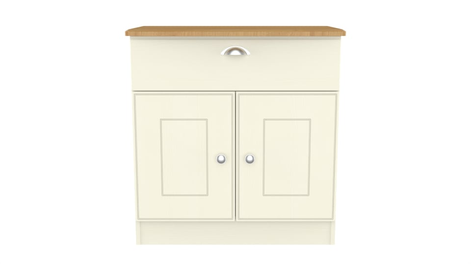 image 1 of Albert 1 Drawer 2 Door Sideboard in Cream Ash & Riviera Oak (Ready Assembled) | Cream | Cream Ash & Riviera Oak