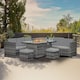 image 1 of Alivio 8-Seater Rattan Garden Furniture Set, Luxury PE Rattan Sofa with Gas Fire Pit Table & Cushions | Grey