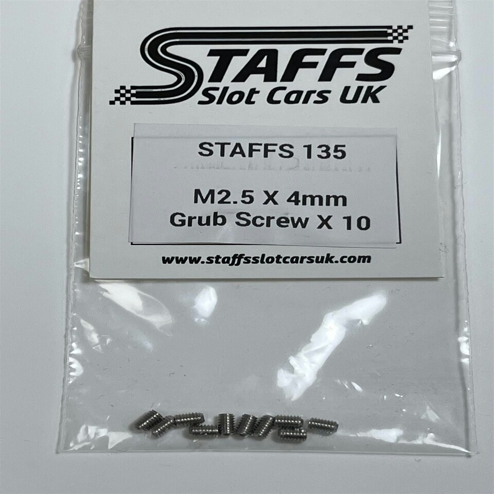 image 1 of Staffs Slot Cars Grub Screw M2.5 X 4 mm x 10 STAFFS 135