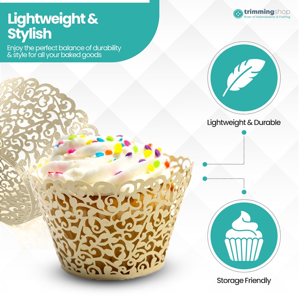 image 1 of Cupcake Wrappers Laser Cut Floral Design Paper Cup Holders - 25pcs