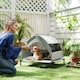image 2 of PawHut Portable Elevated Dog Bed with Removable Canopy Grey | S