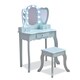 image 1 of Teamson Kids Heart-Shaped Play Vanity Table with LED Lights, Triple Mirror, Stool & Storage Drawers, Light Blue | Blue