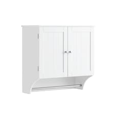 SoBuy Slim Wall Mounted Bathroom Cabinet with Adjustable Shelf and Towel Rail, White, 23.6x11.8x23.6 in, 11.3 kg - BZR84-W
