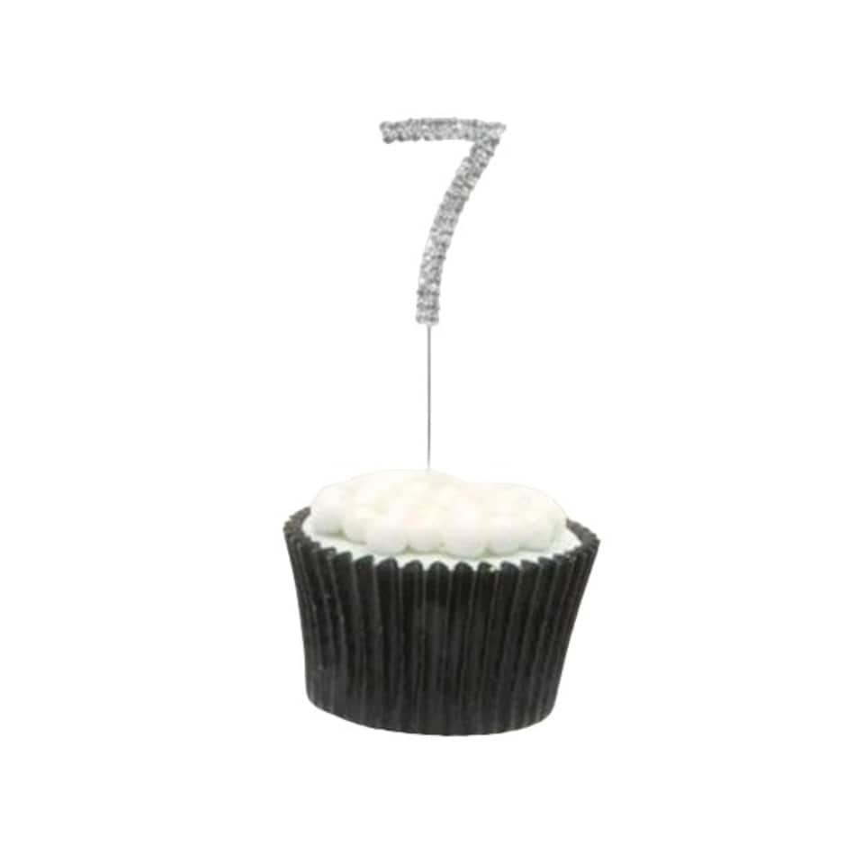 Apac Rhinestone 7th Birthday Cake Topper - Silver/Clear - One Size