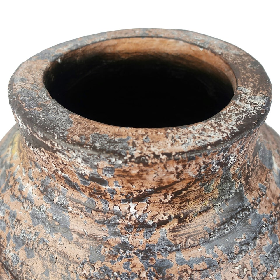 image 1 of 40cm x 32cm Aztec Large Composite Textured Vase Composite Plant Pot
