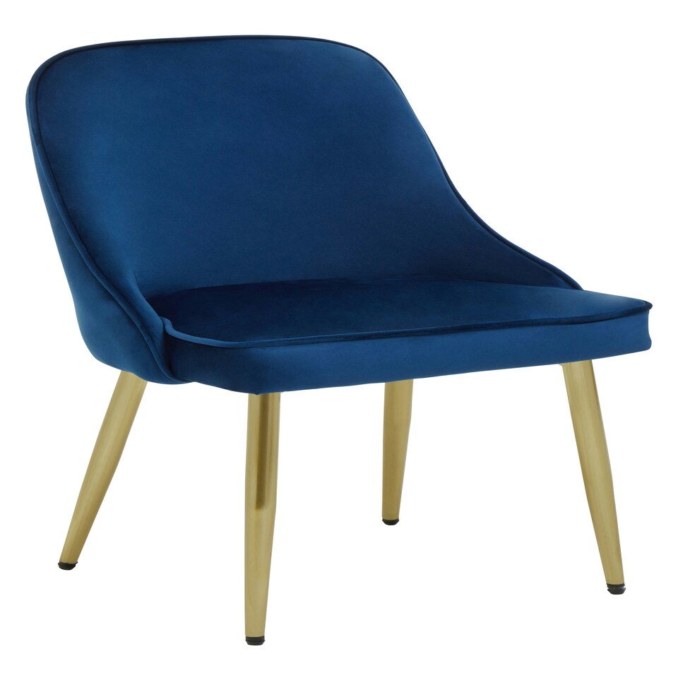 image 1 of Interiors by Premier Luxe Midnight Velvet Dining Chair, Mid-Century Modern Blue Velvet Dining Chairs, Comfortable Dining Chair
